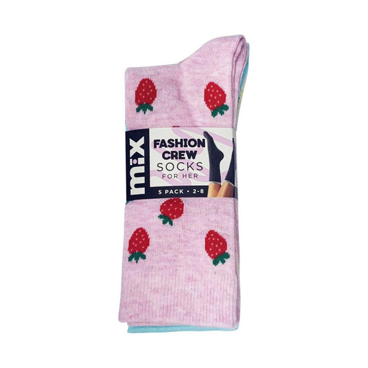 Mix Womens Crew Casual Novlety Socks Size 5-10 5 PACK