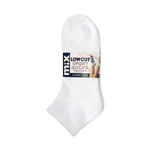 Mix Womens Low Cut Sport Socks White Size 5-10 5 PACK
