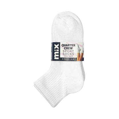 Mix Womens Qtr Crew Socks White Size 5-10 5 PACK