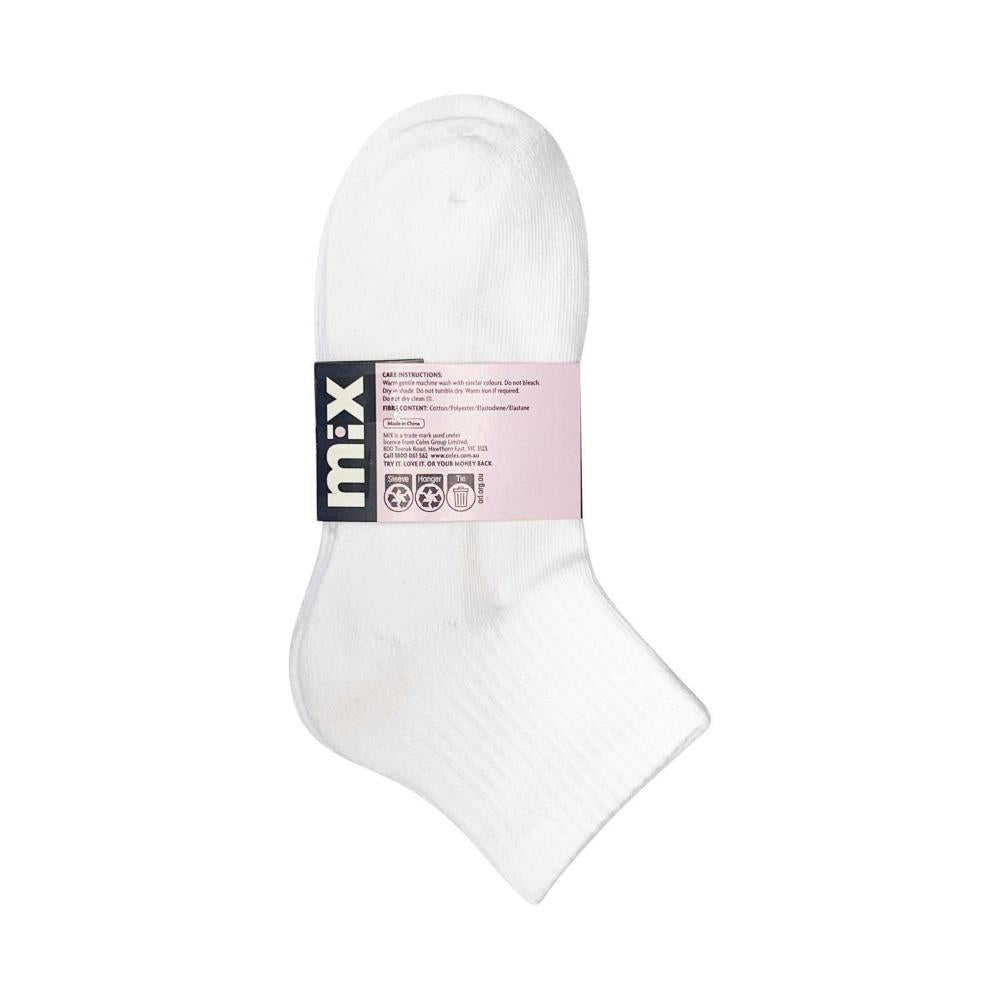 Mix Womens Qtr Crew Socks White Size 5-10 5 PACK