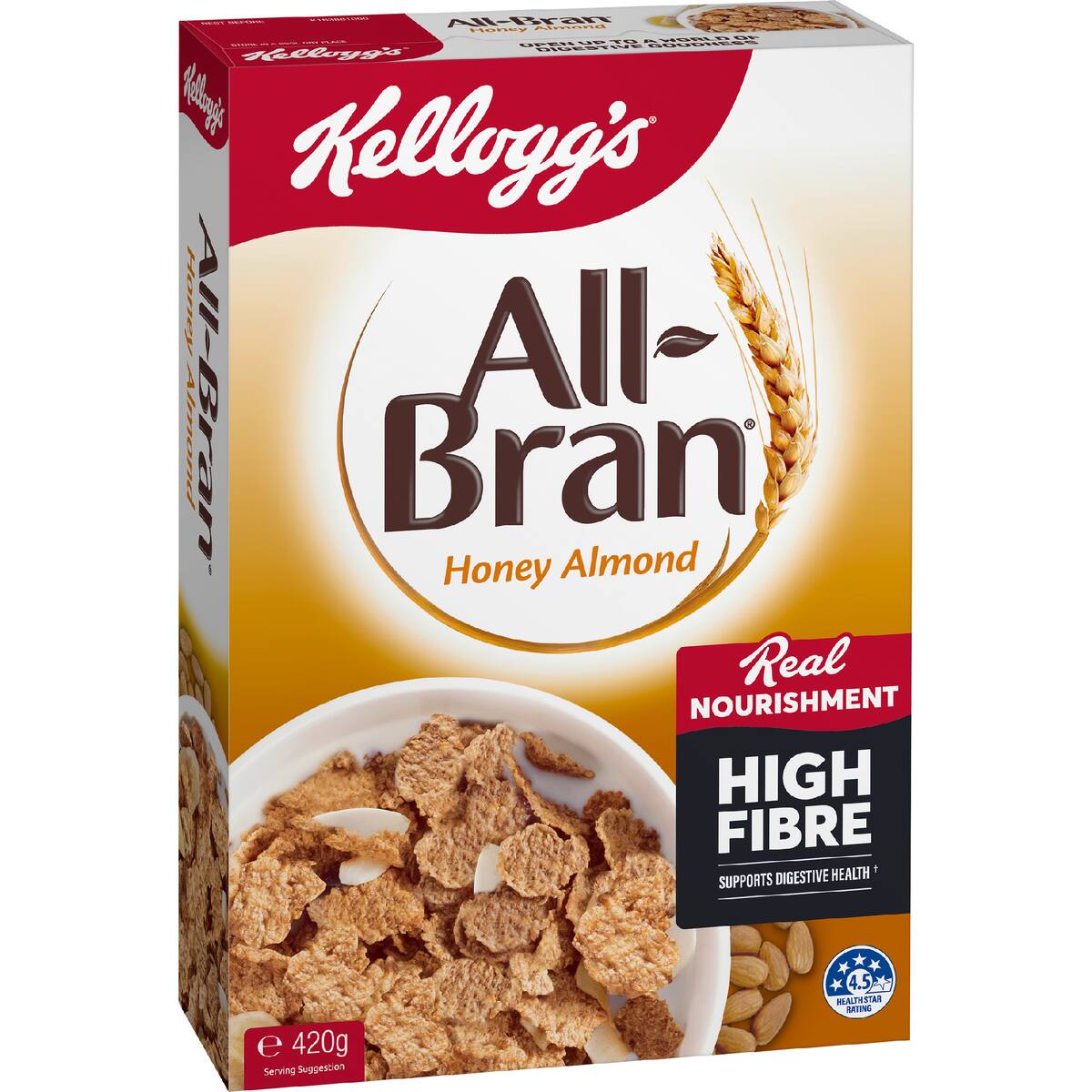 Kellogg's All-bran Flakes Honey Almond Breakfast Cereal 420g