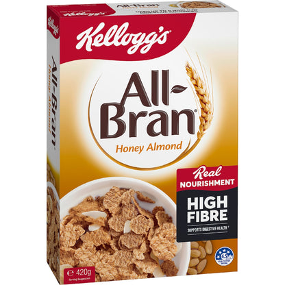 Kelloggs All-bran Flakes Honey Almond Breakfast Cereal 420g