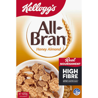 Kelloggs All-bran Flakes Honey Almond Breakfast Cereal 420g