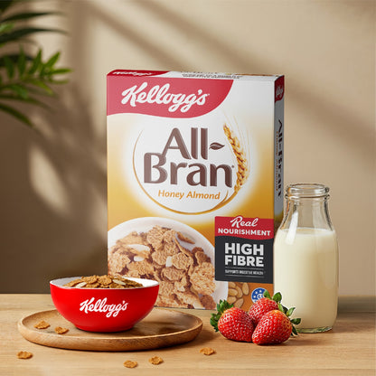 Kelloggs All-bran Flakes Honey Almond Breakfast Cereal 420g