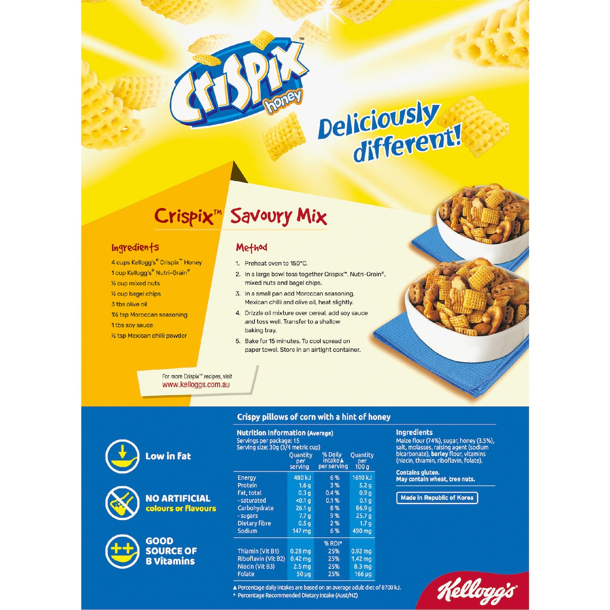 Kelloggs Crispix Honey Pillows Breakfast Cereal 460g