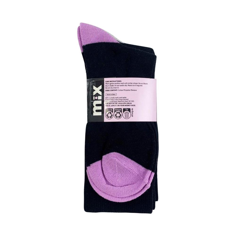 Mix Womens Crew Casual Socks Black Size 2-8 5 PACK