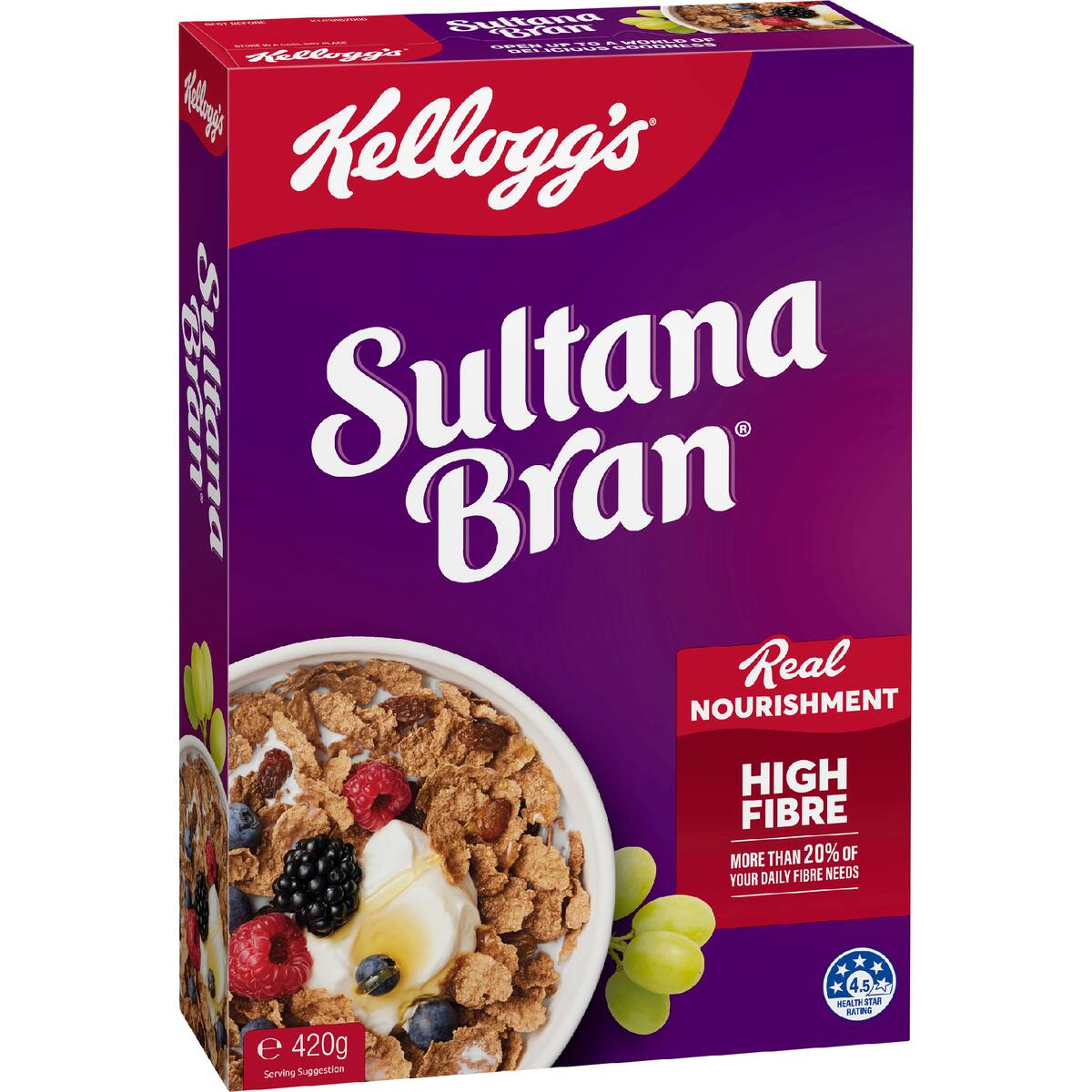 Kellogg's Sultana Bran High Fibre Breakfast Cereal 420g