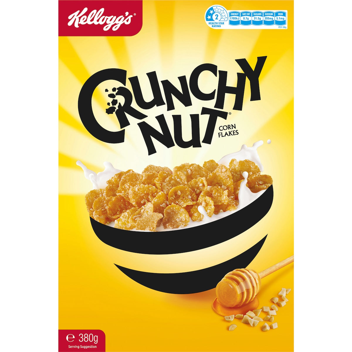 Kelloggs Crunchy Nut Corn Flakes Breakfast Cereal 380g