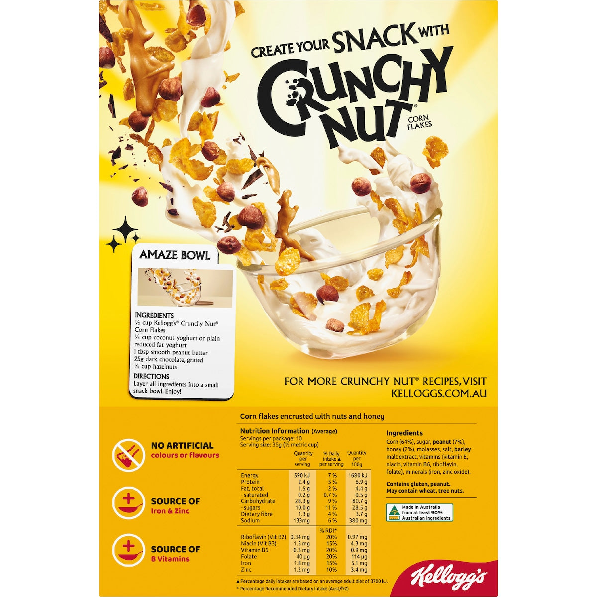 Kelloggs Crunchy Nut Corn Flakes Breakfast Cereal 380g