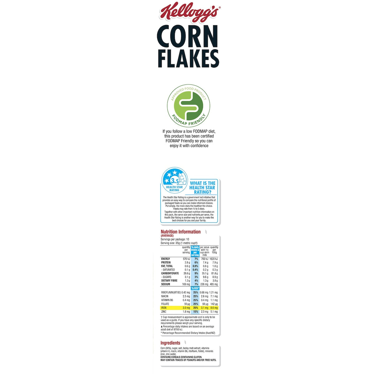 Kelloggs Corn Flakes Breakfast Cereal 380g