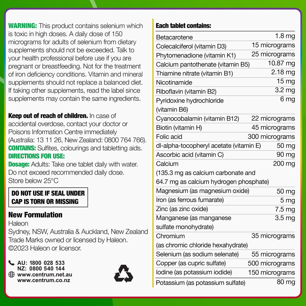 Centrum Advance Daily Multivitamin Supplements 120 pack