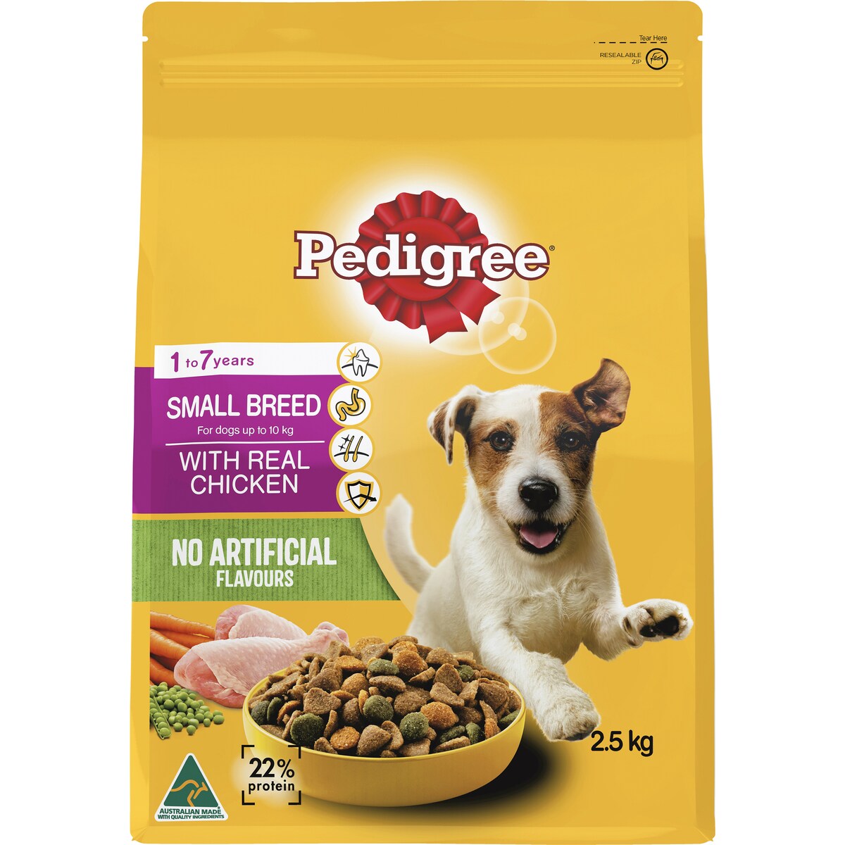 Pedigree Adult 1 to 7 Years Small Breed Dry Dog Food with Real Chicken 2.5kg