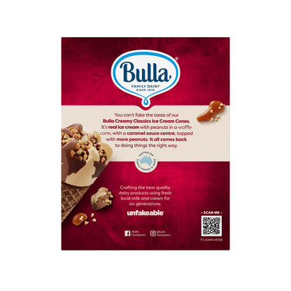 Bulla Creamy Classics Choc Caramel Peanut Cone 4 Pack - 520mL