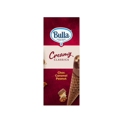 Bulla Creamy Classics Choc Caramel Peanut Cone 4 Pack - 520mL