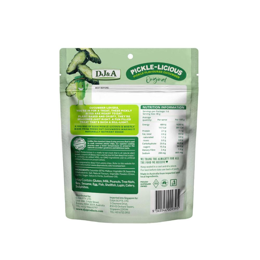 DJ&A Pickle-licious Pickled Flavoured Cucumber - 50g