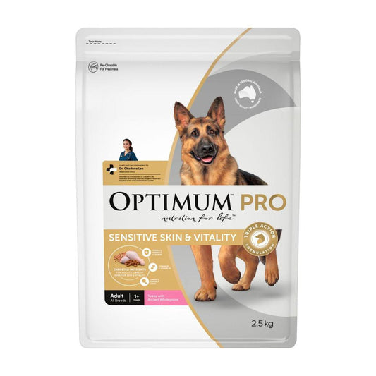Optimum Pro Adult Dry Dog Food Sensitive Skin & Vitality Turkey With Ancient Wholegrains - 2.5kg