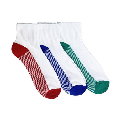 Mens Mix Qtr Crew Sport White Contrast Sz 6-10 3 PACK