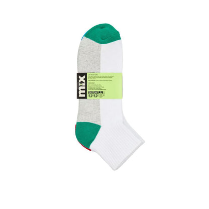 Mens Mix Qtr Crew Sport White Contrast Sz 6-10 3 PACK