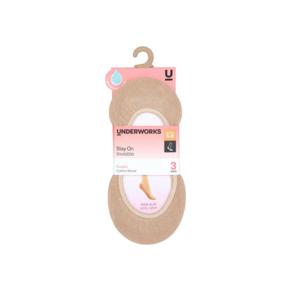 Underworks Invisible Footlet Nude 5-8 - 3 pack