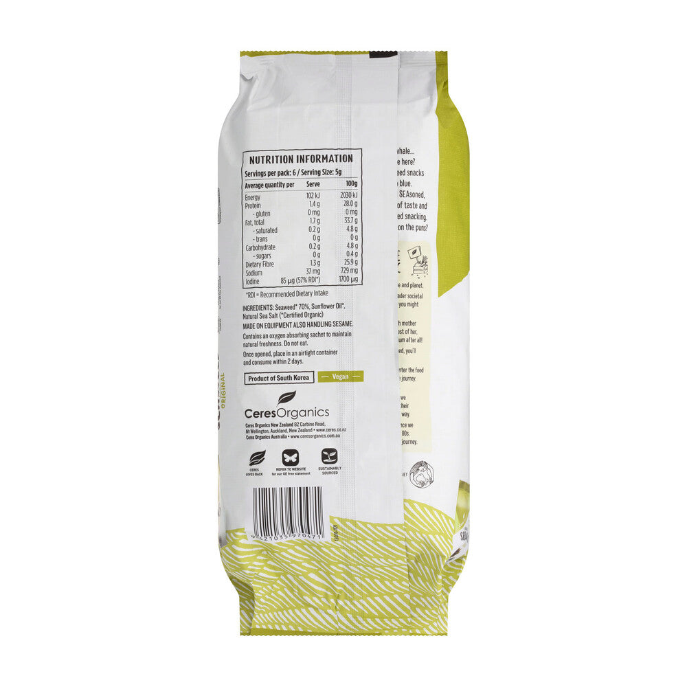 Ceres Organic Seaweed Original Snack 6x5g Packs - 30g