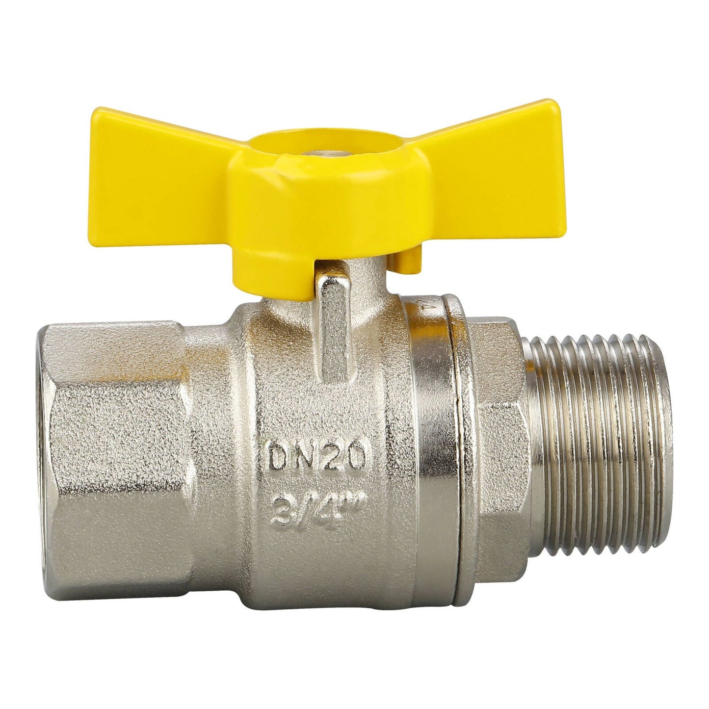 Kinetic Male Female Butterfly Handle Gas Ball Valve - 20mm