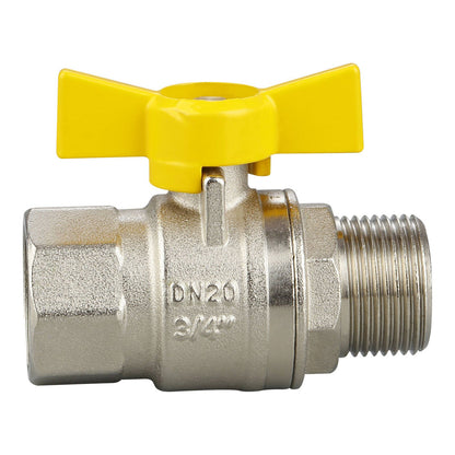 Kinetic Male Female Butterfly Handle Gas Ball Valve - 20mm