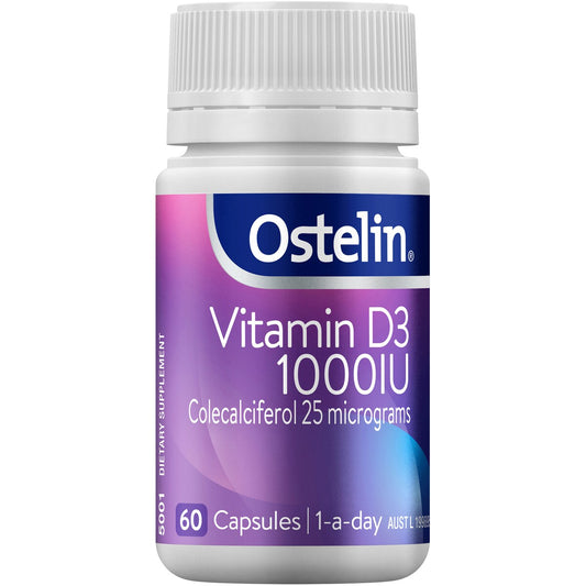 Ostelin Vitamin D 1000IU D3 Capsules For Bone Health + Immunity 60 pack