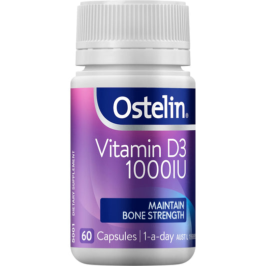 Ostelin Vitamin D 1000IU D3 Capsules For Bone Health + Immunity 60 pack