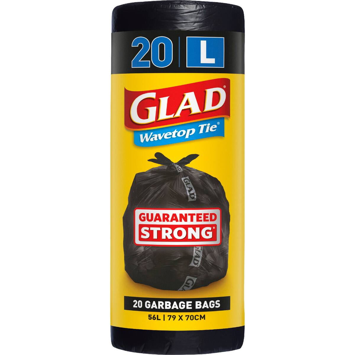 Glad Garbage Bags Wavetop 56l 20 Pack