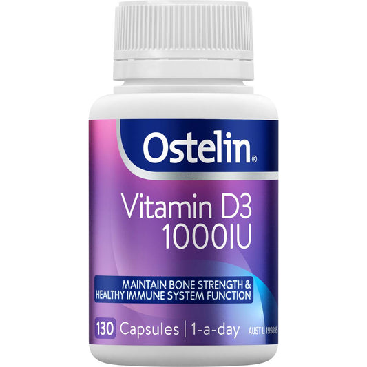 Ostelin Vitamin D 1000iu D3 Capsules For Bone Health + Immunity 130 Pack