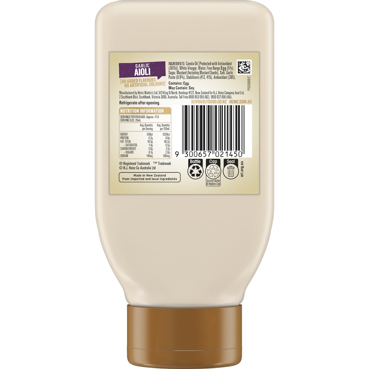 Heinz Seriously Good Mayo Garlic Aioli Flavoured Mayonnaise 295ml