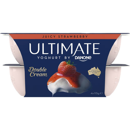 Ultimate Danone Double Cream Yoghurt Strawberry 115g X 4 Pack