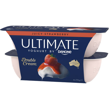 Ultimate Danone Double Cream Yoghurt Strawberry 115g X 4 Pack
