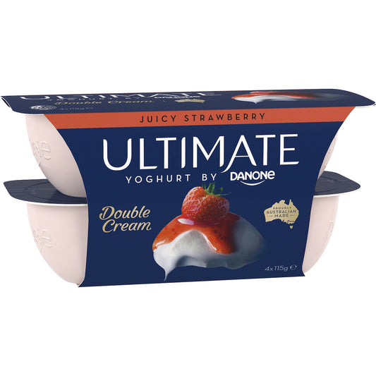 Ultimate Danone Double Cream Yoghurt Strawberry 115g X 4 Pack