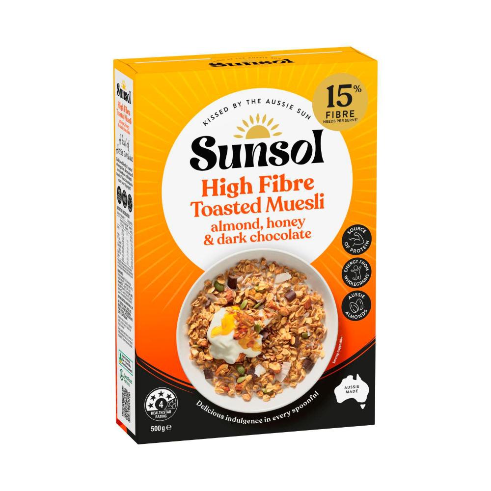 Sunsol Toasted Muesli Almond Honey & Dark Chocolate - 500g