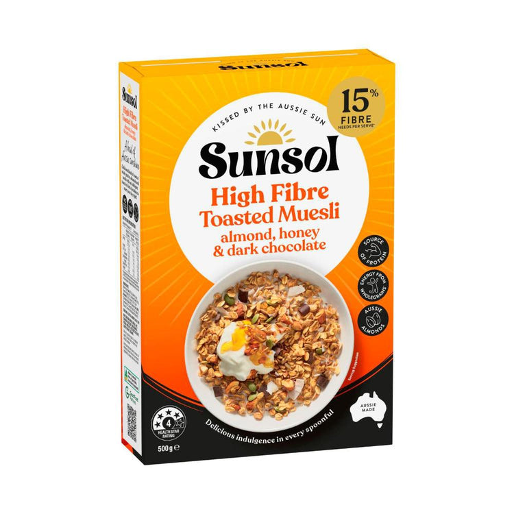 Sunsol Toasted Muesli Almond Honey & Dark Chocolate - 500g