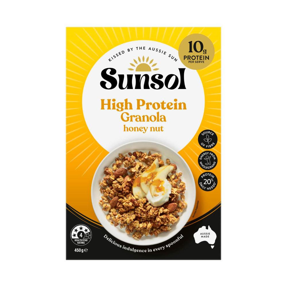 Sunsol High Protein Granola Honey Nut Crunch - 450g