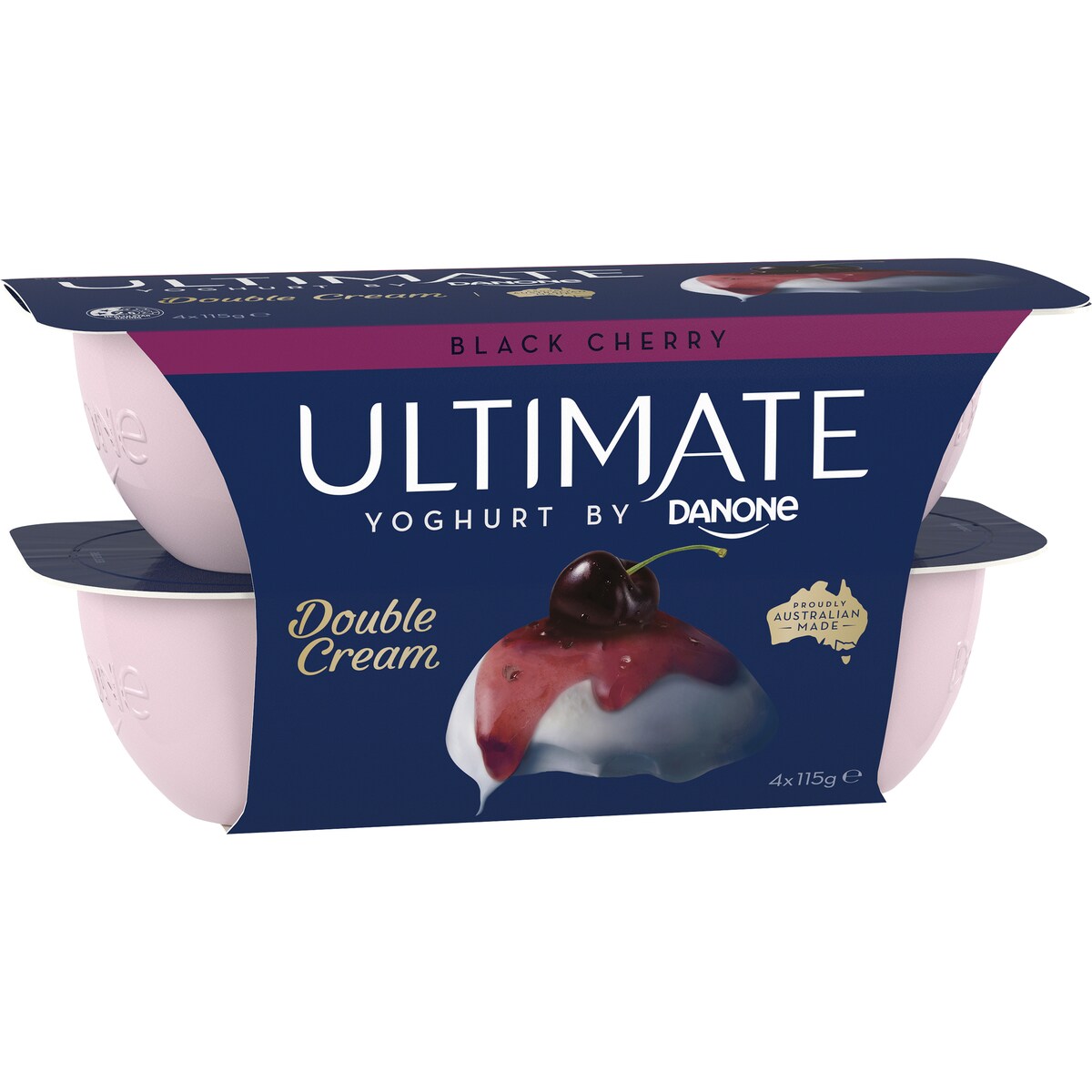 Ultimate Danone Double Cream Yoghurt Black Cherry 115g X 4 Pack