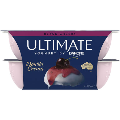 Ultimate Danone Double Cream Yoghurt Black Cherry 115g X 4 Pack