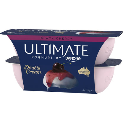 Ultimate Danone Double Cream Yoghurt Black Cherry 115g X 4 Pack