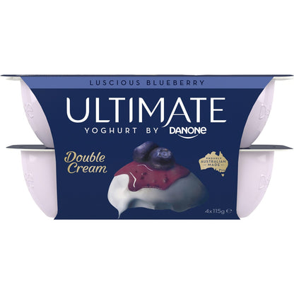 Ultimate Danone Double Cream Yoghurt Blueberry 115g X 4 Pack