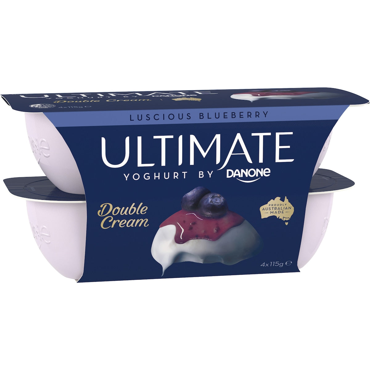 Ultimate Danone Double Cream Yoghurt Blueberry 115g X 4 Pack