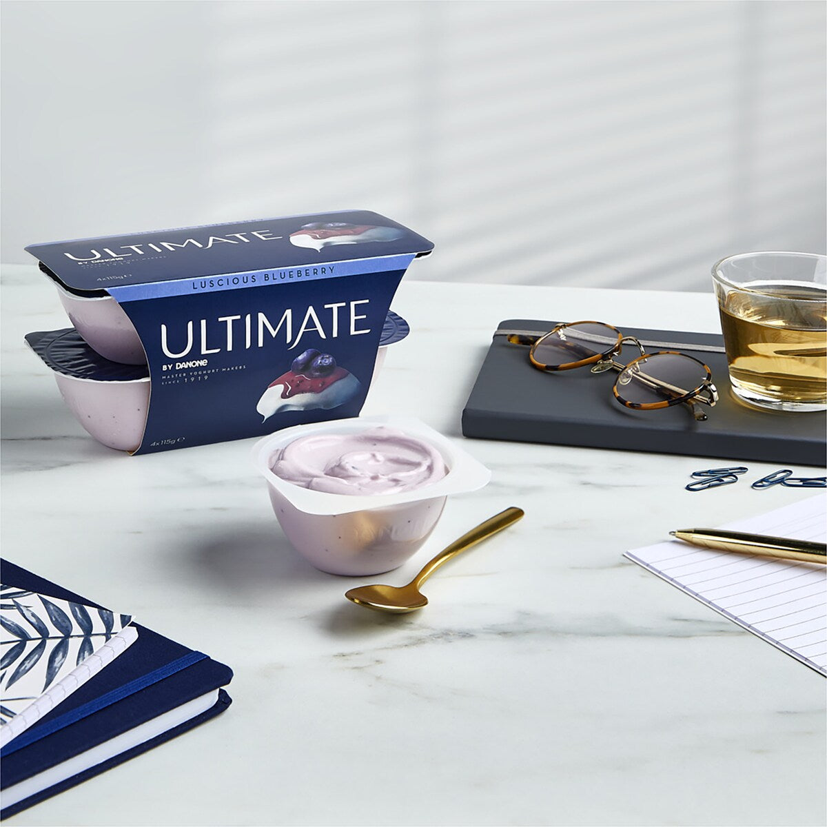 Ultimate Danone Double Cream Yoghurt Blueberry 115g X 4 Pack