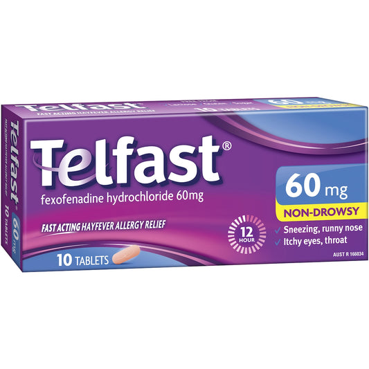Telfast Hayfever Allergy Relief 60mg Antihistamine Tablets 10 Pack