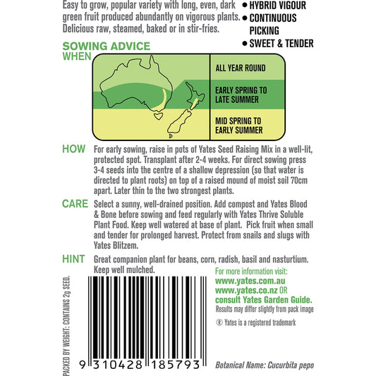 Yates Zucchini Blackjack Seeds 2 G