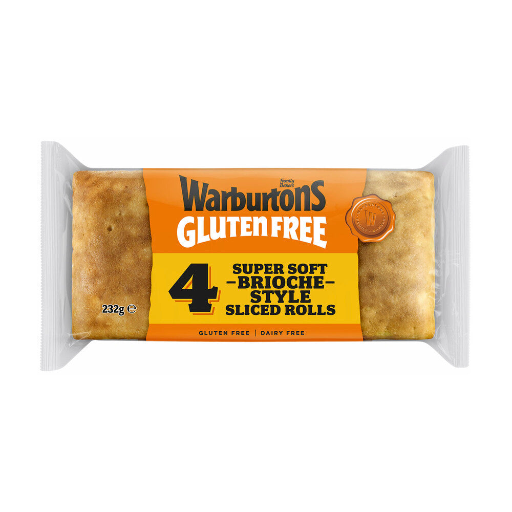Warburtons Gluten Free Soft Sliced Brioche Style Rolls 4 Pack - 232g