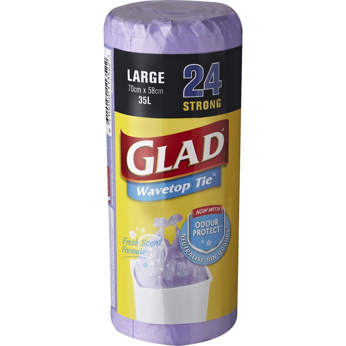 Glad Wavetop Tie Bin Liner Purple Large 24 pack