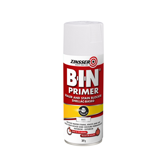 Zinsser B.I.N Primer Sealer & Stain Blocker Shellac-Based White Spray 369g