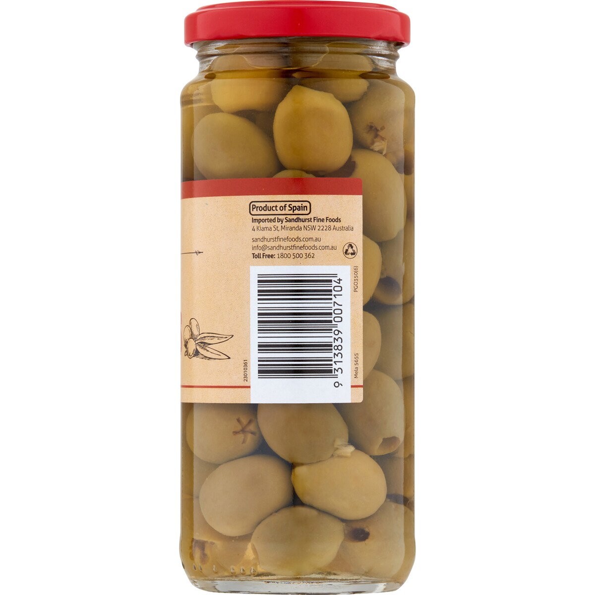 Sandhurst Olives Green Pitted 350g