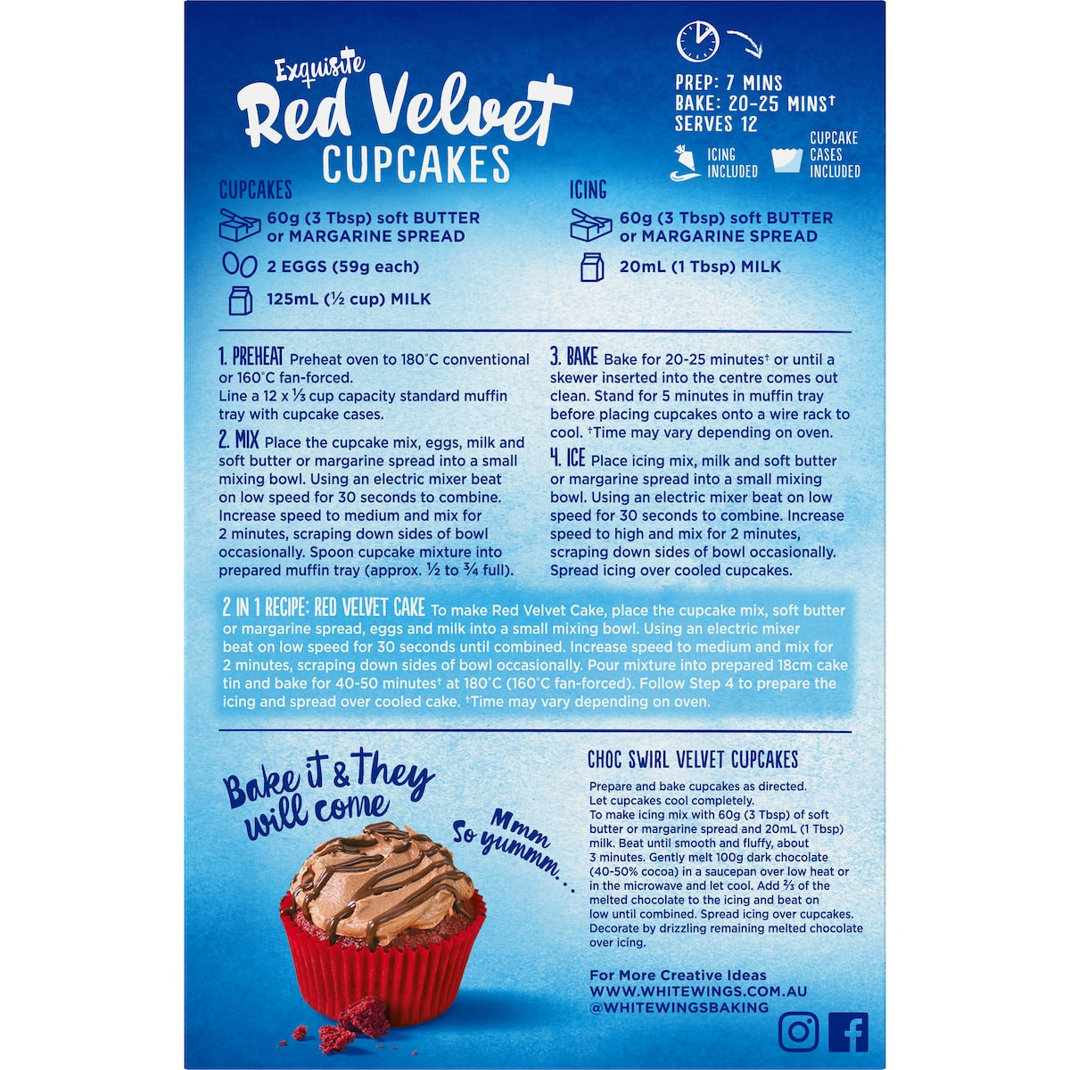 White Wings Cupcake Mix Red Velvet 365g